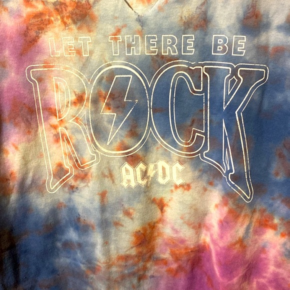 Oversized Cut Out Cotton Tie Dye A/C Let There Be Rock T-Shirt sz M ? Band Tee - Picture 5 of 5